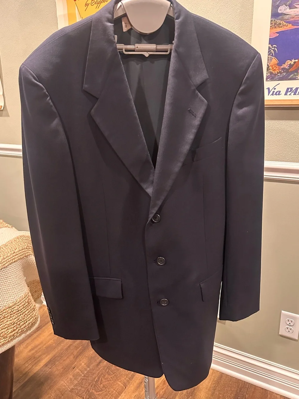 Men's Nino Cerruti Navy Single-Breasted Suit Blazer-Size 42R